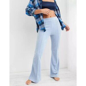 Aerie Size XL Groove On Rib Velour Flare Pant Monaco Blue